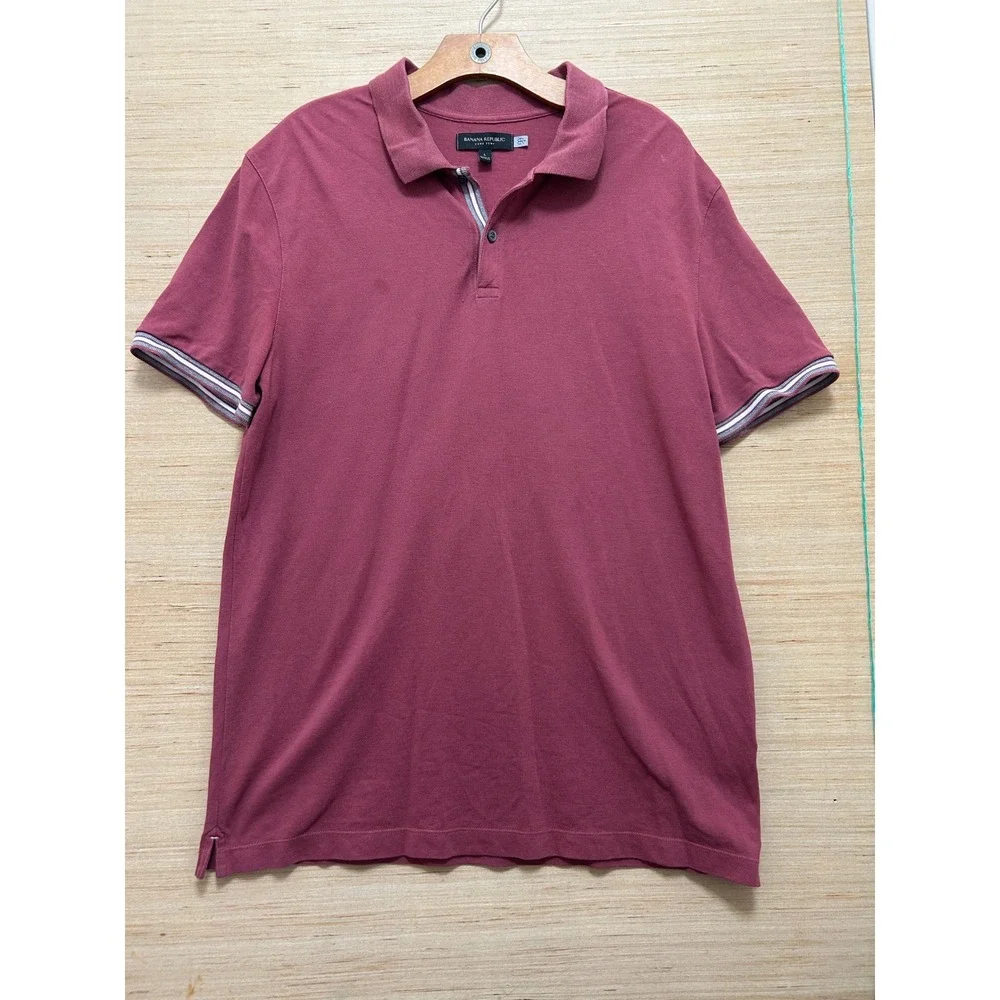 Banana Republic Core‎ Temp Polo Shirt Mens Large Burgundy Short Sleeve